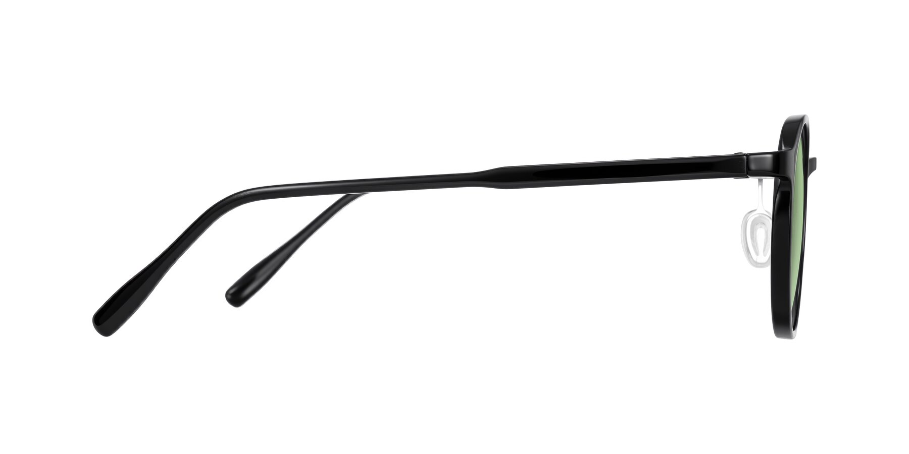 Side of Durrell in Black with Medium Green Tinted Lenses