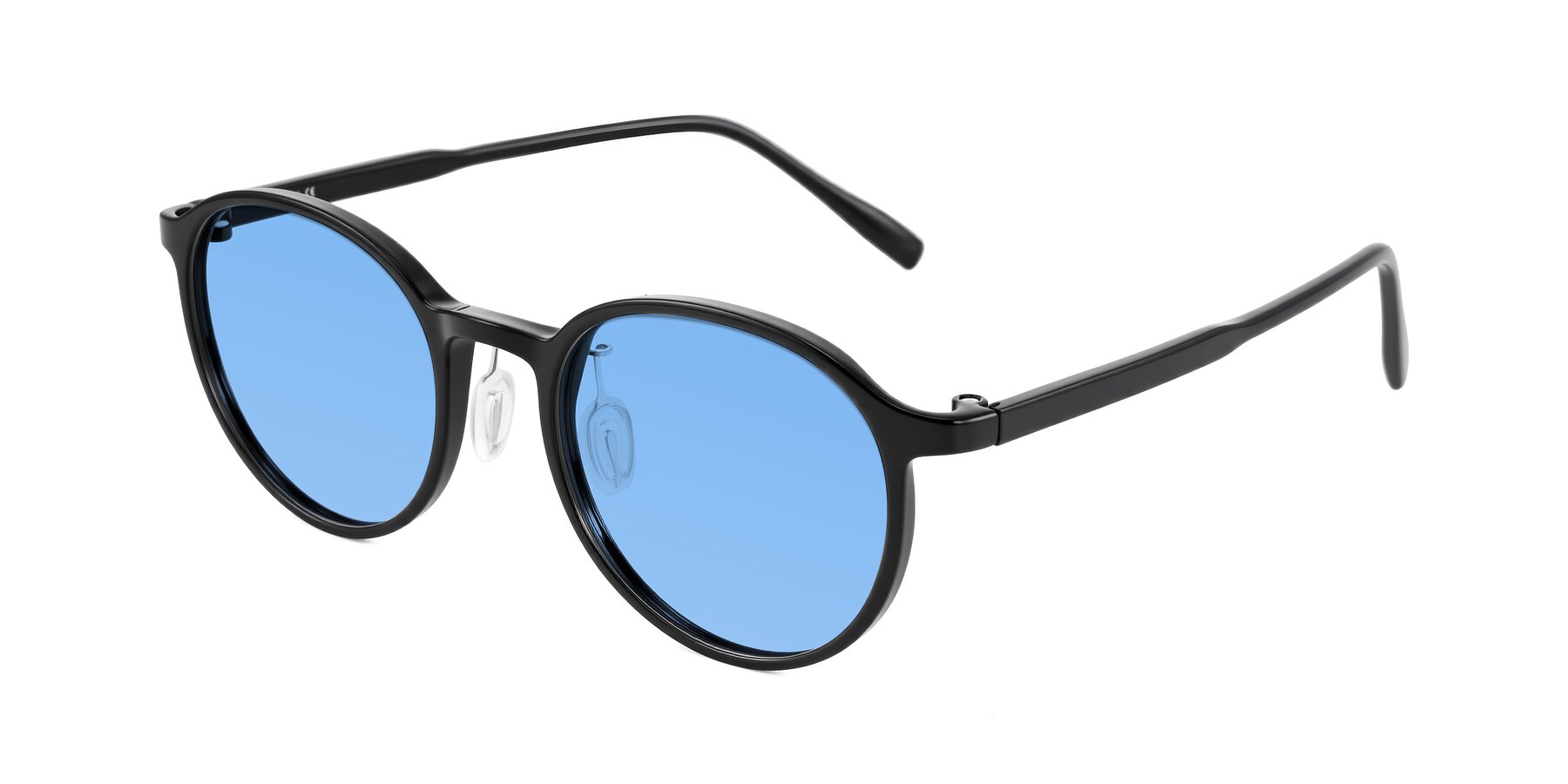 Angle of Durrell in Black with Medium Blue Tinted Lenses