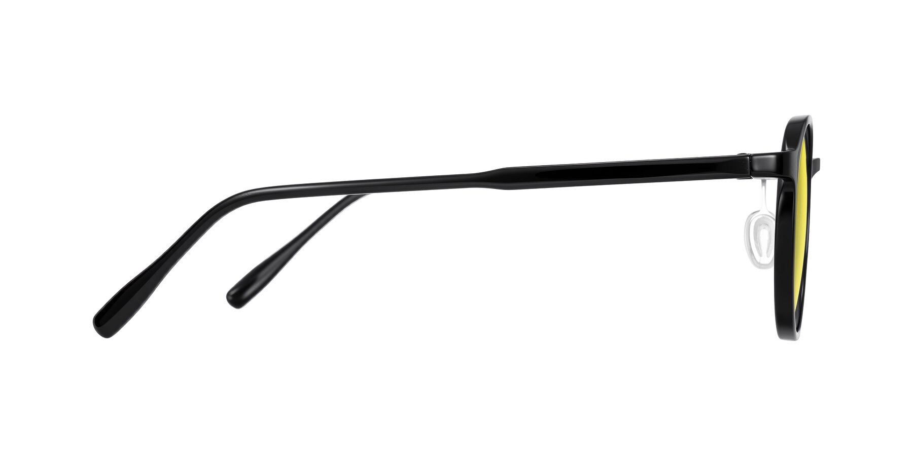 Side of Durrell in Black with Medium Yellow Tinted Lenses