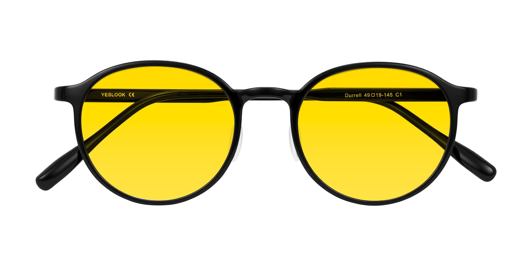 Folded Front of Durrell in Black with Yellow Tinted Lenses