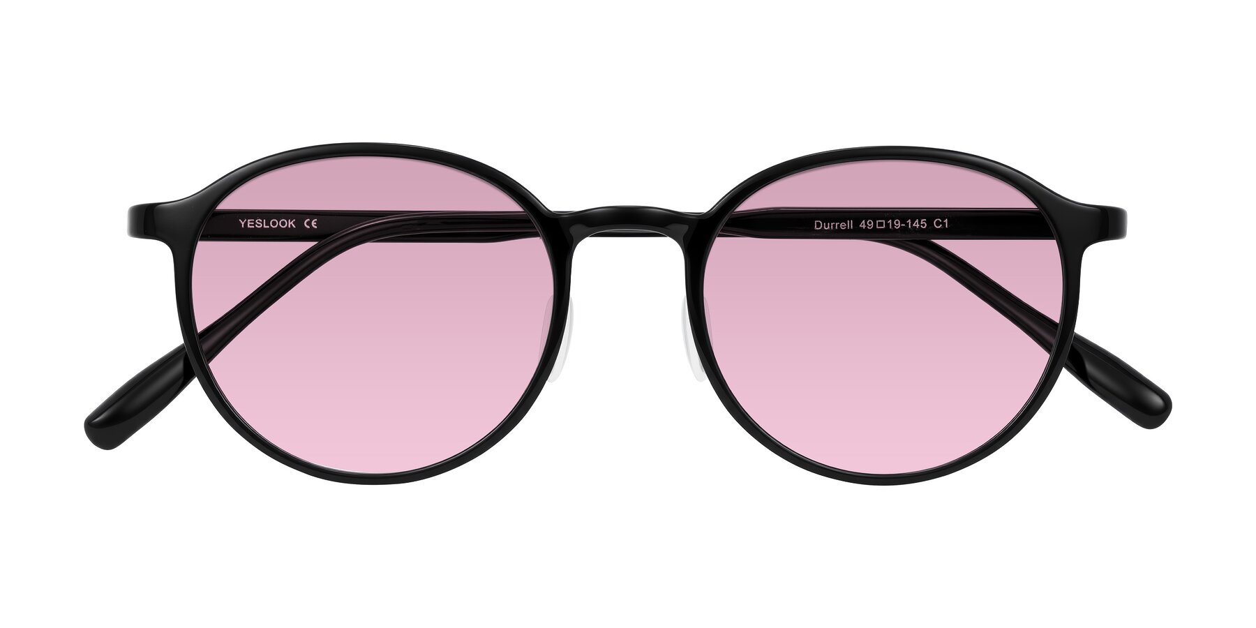 Folded Front of Durrell in Black with Light Wine Tinted Lenses