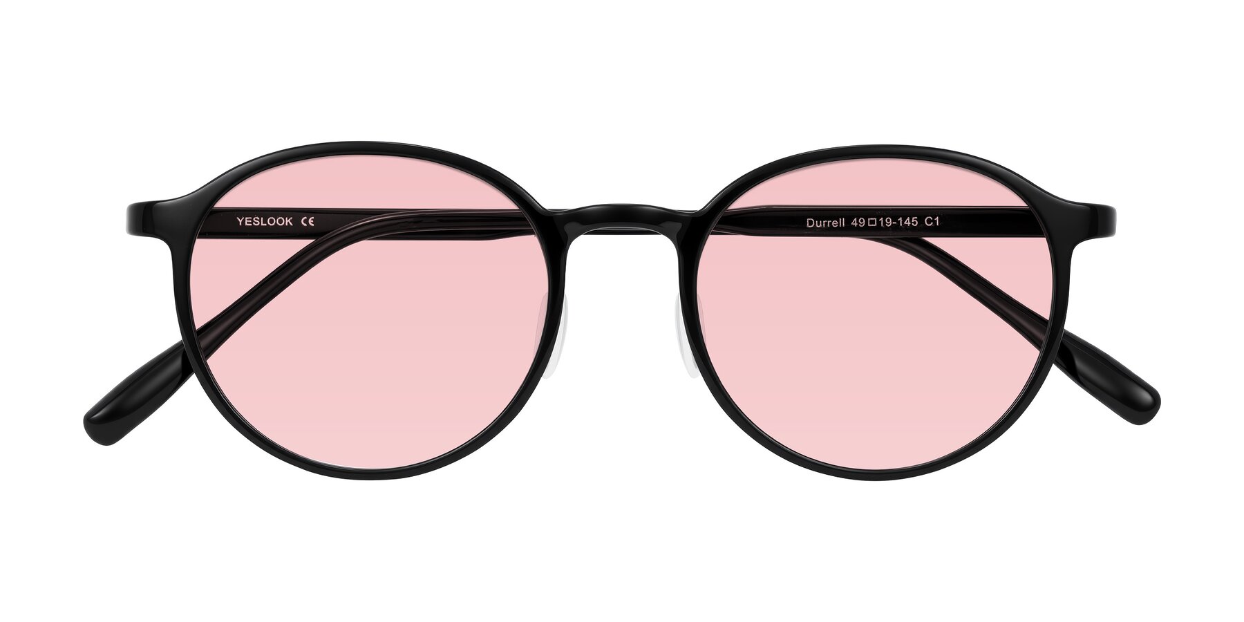 Folded Front of Durrell in Black with Light Garnet Tinted Lenses