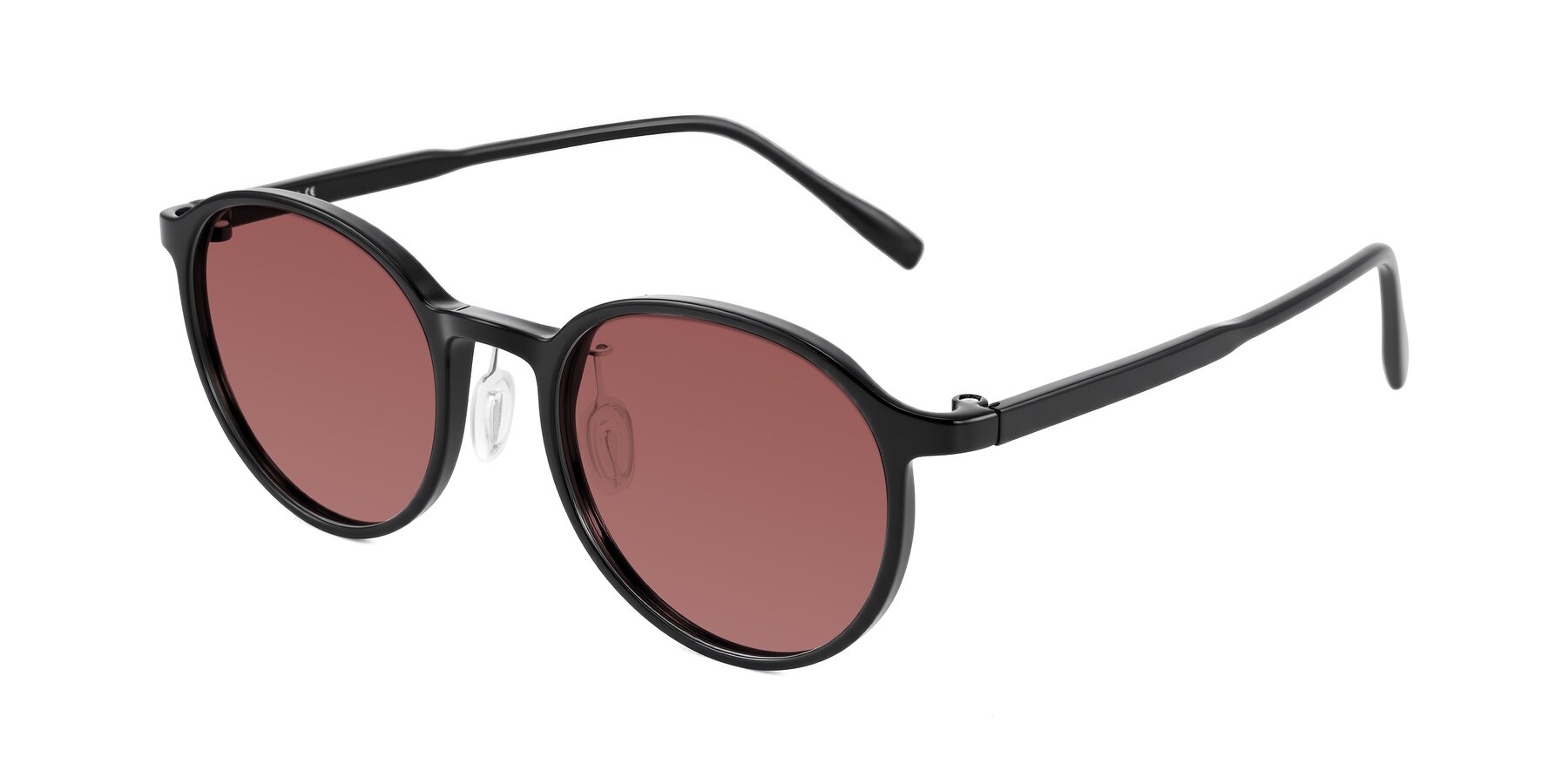 Angle of Durrell in Black with Garnet Tinted Lenses