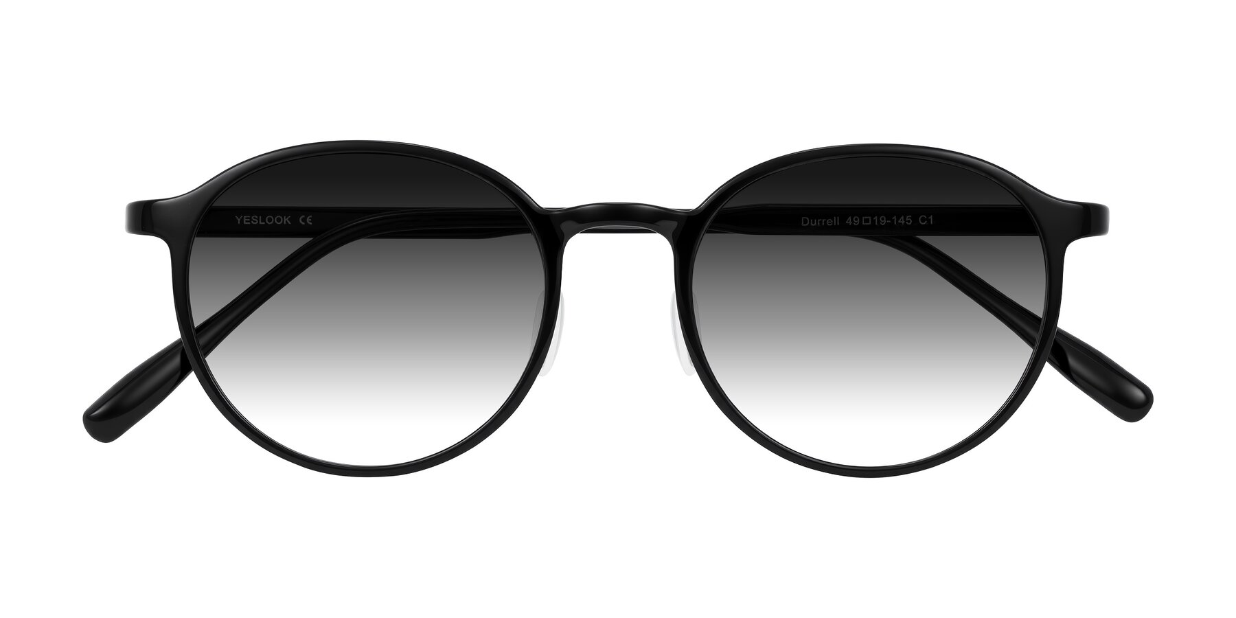 Folded Front of Durrell in Black with Gray Gradient Lenses