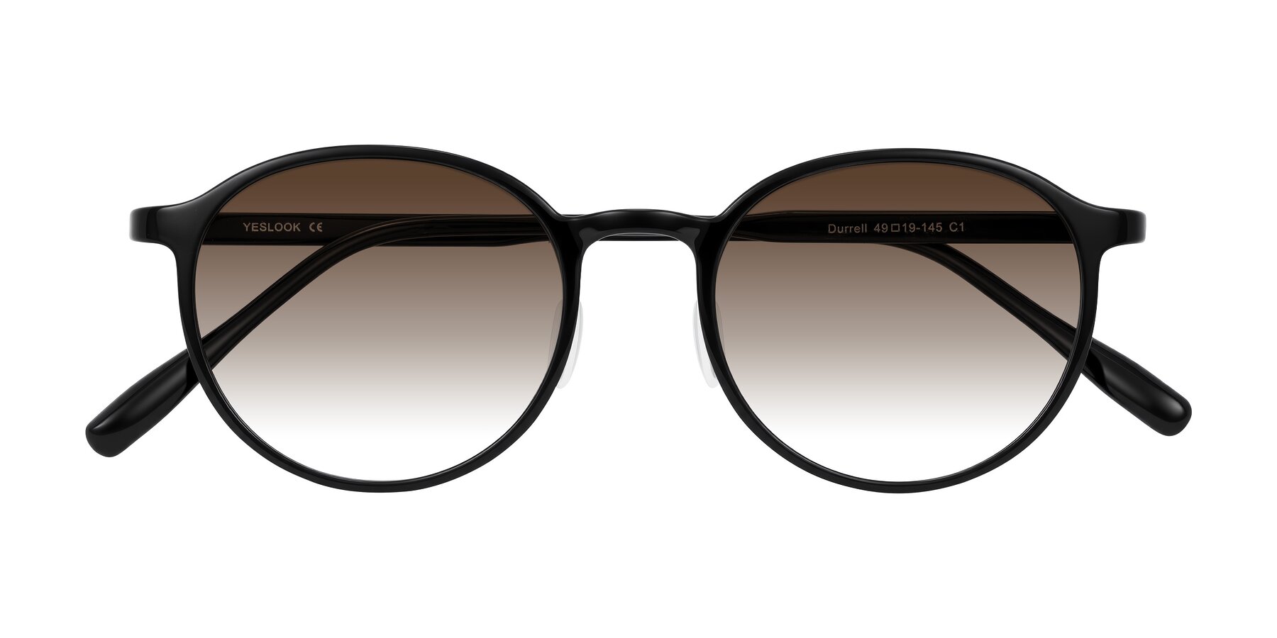 Folded Front of Durrell in Black with Brown Gradient Lenses