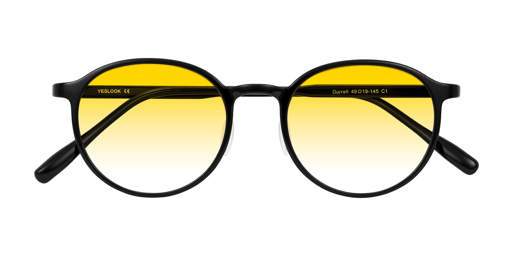 Folded Front of Durrell in Black with Yellow Gradient Lenses