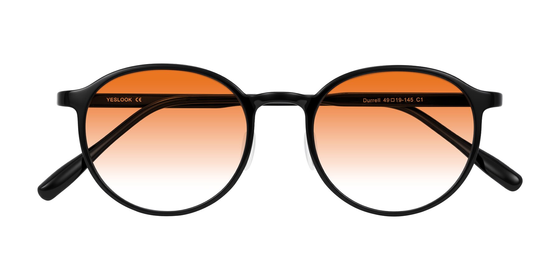 Folded Front of Durrell in Black with Orange Gradient Lenses