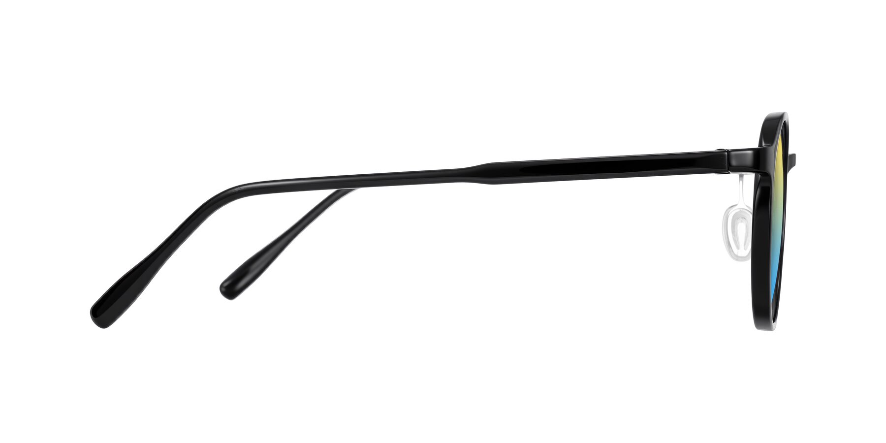 Side of Durrell in Black with Yellow / Blue Gradient Lenses