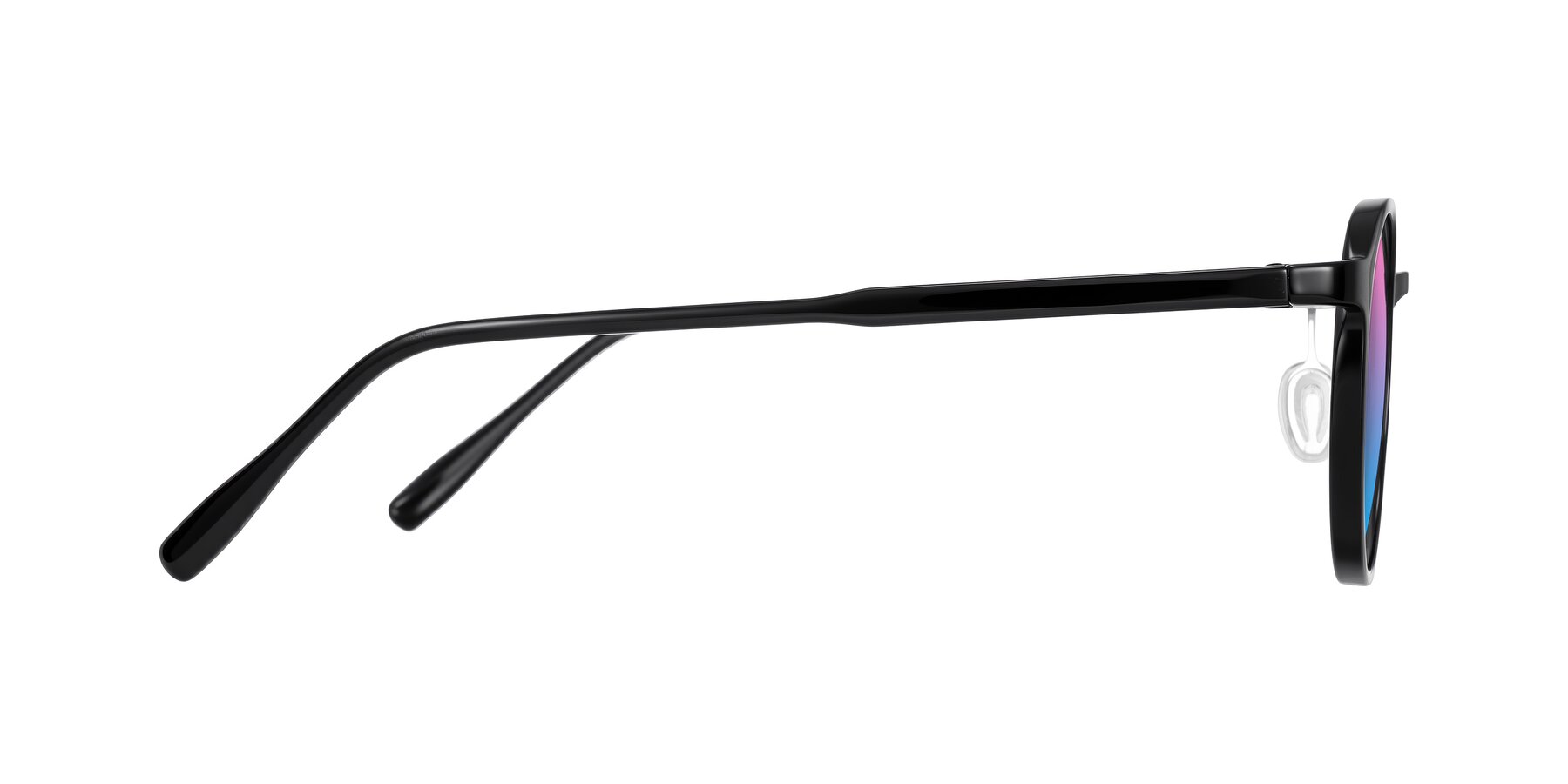 Side of Durrell in Black with Pink / Blue Gradient Lenses