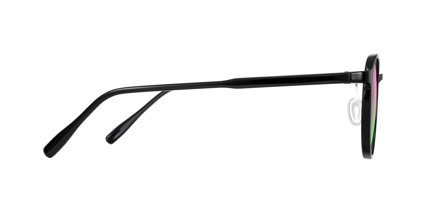 Side of Durrell in Black with Pink / Green Gradient Lenses