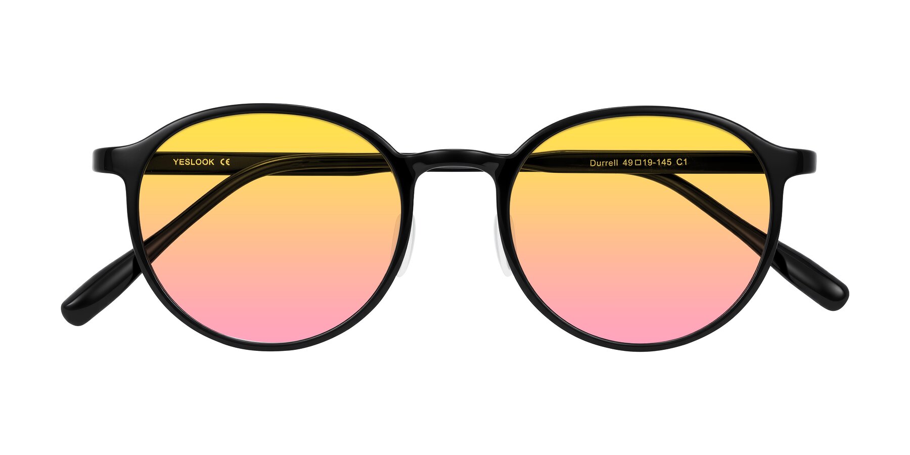 Folded Front of Durrell in Black with Yellow / Pink Gradient Lenses