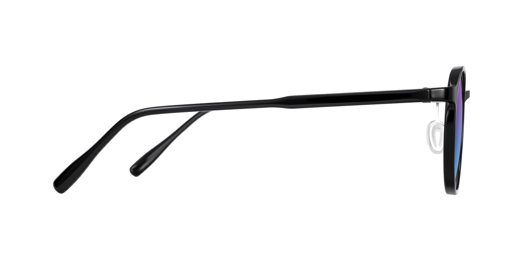 Side of Durrell in Black with Purple / Blue Gradient Lenses