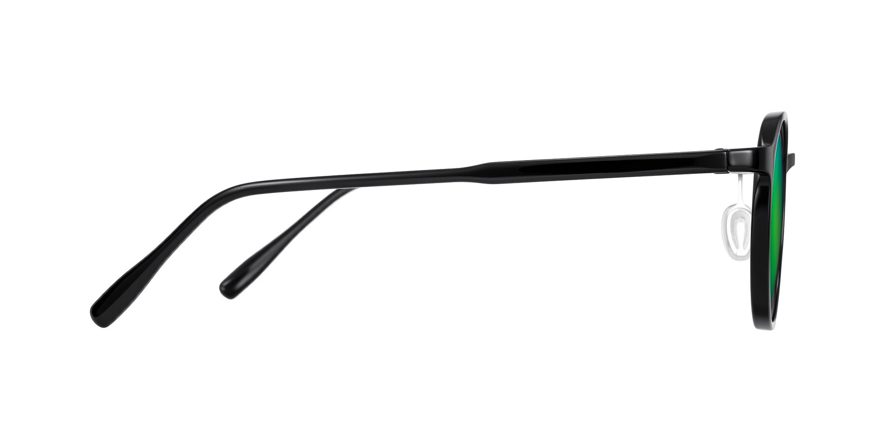 Side of Durrell in Black with Green Mirrored Lenses