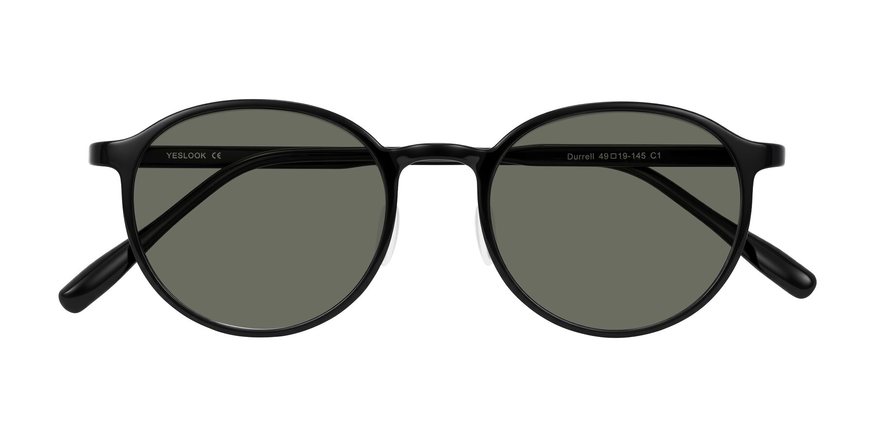 Folded Front of Durrell in Black with Gray Polarized Lenses