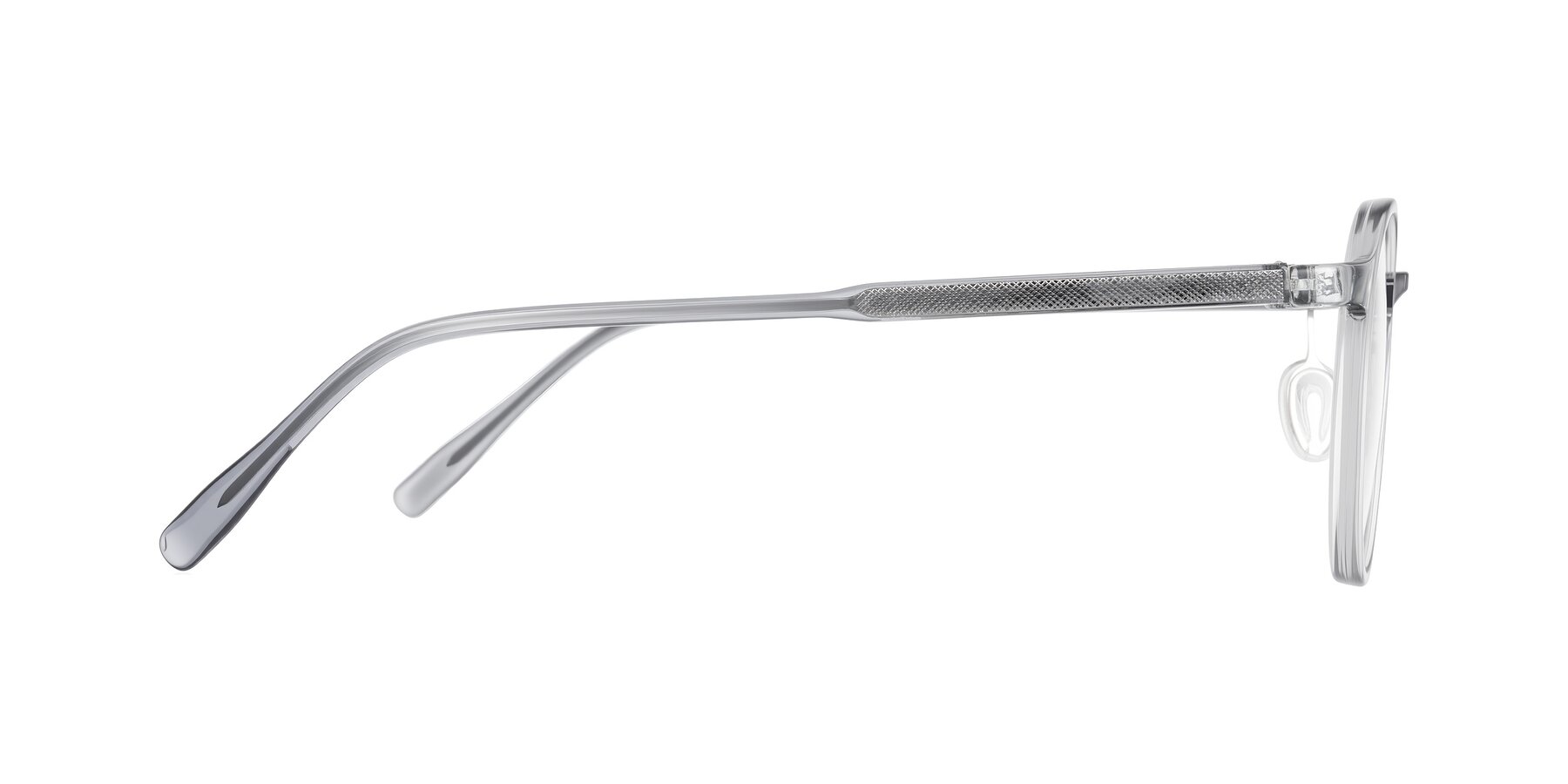Side of Durrell in Translucent Smoky Blue with Clear Eyeglass Lenses