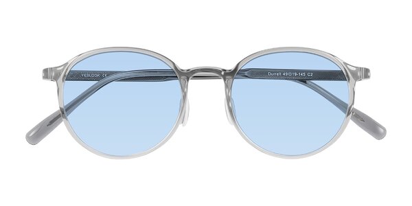 Front of Durrell in Translucent Smoky Blue