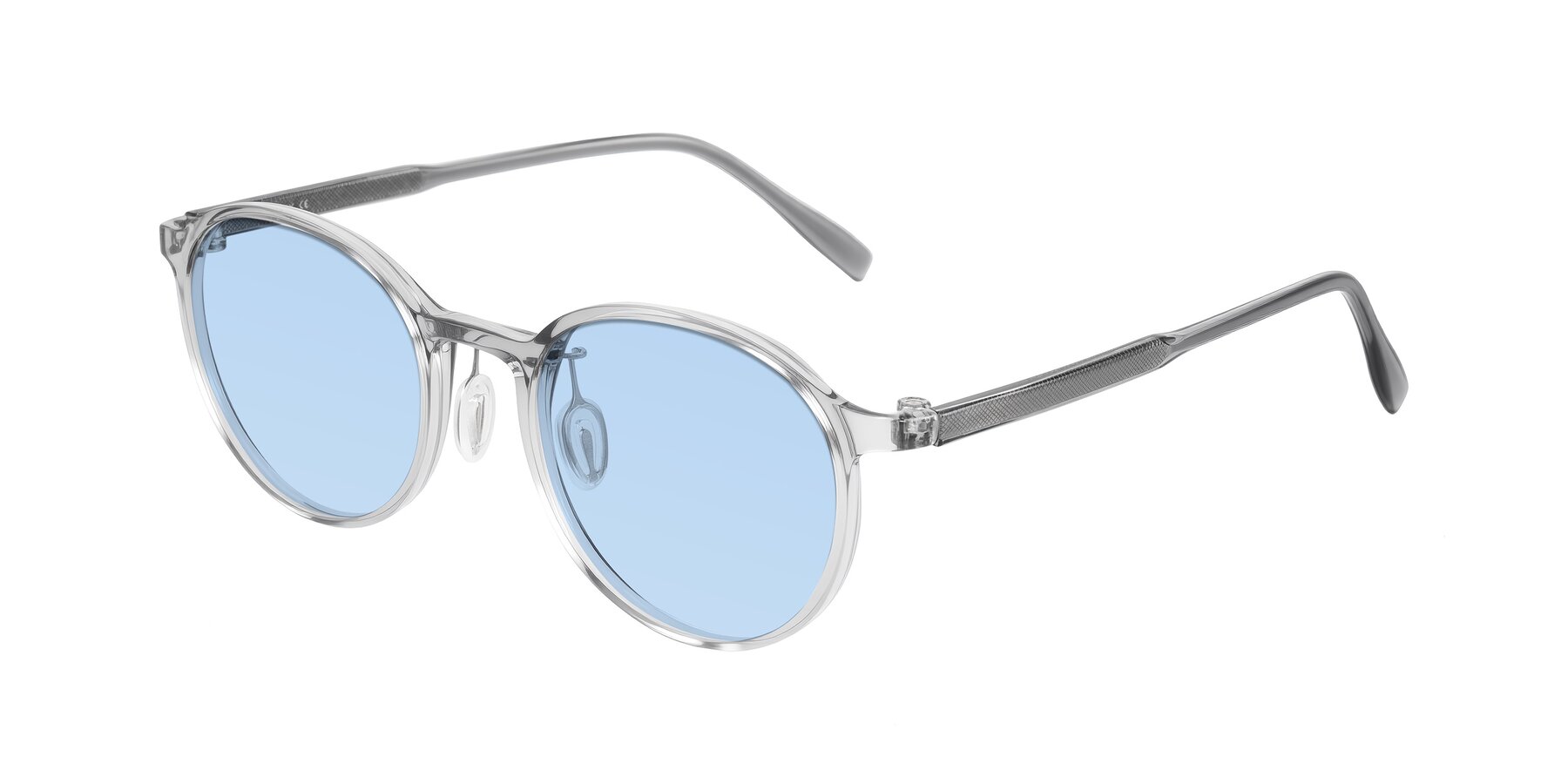 Angle of Durrell in Translucent Smoky Blue with Light Blue Tinted Lenses