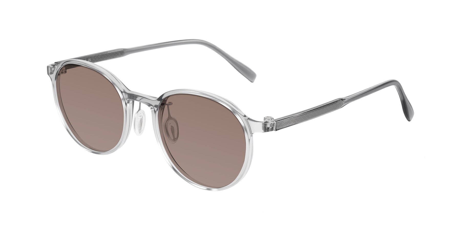 Angle of Durrell in Translucent Smoky Blue with Medium Brown Tinted Lenses