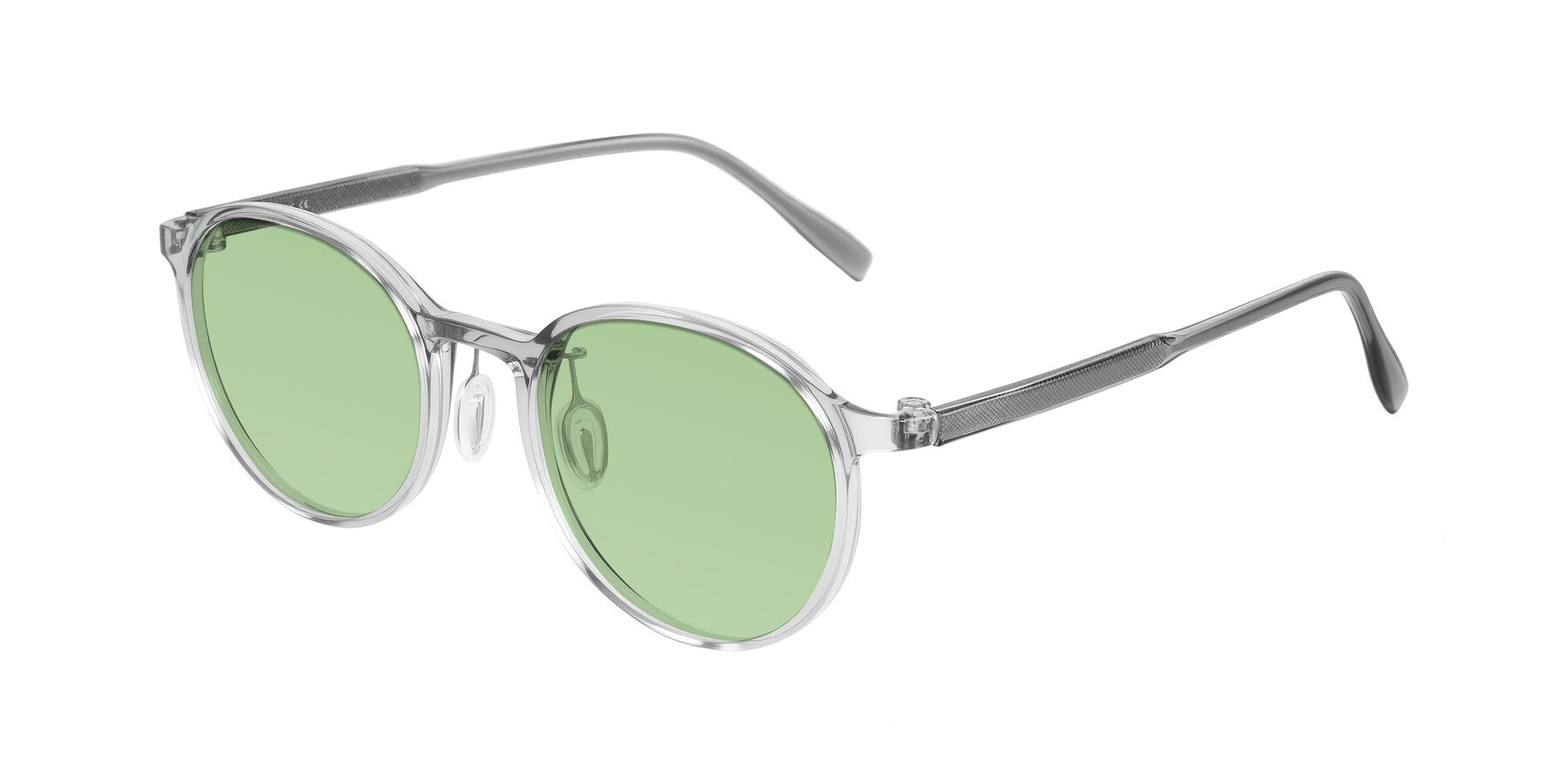 Angle of Durrell in Translucent Smoky Blue with Medium Green Tinted Lenses