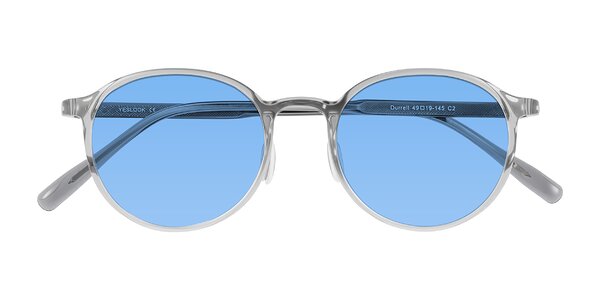 Front of Durrell in Translucent Smoky Blue