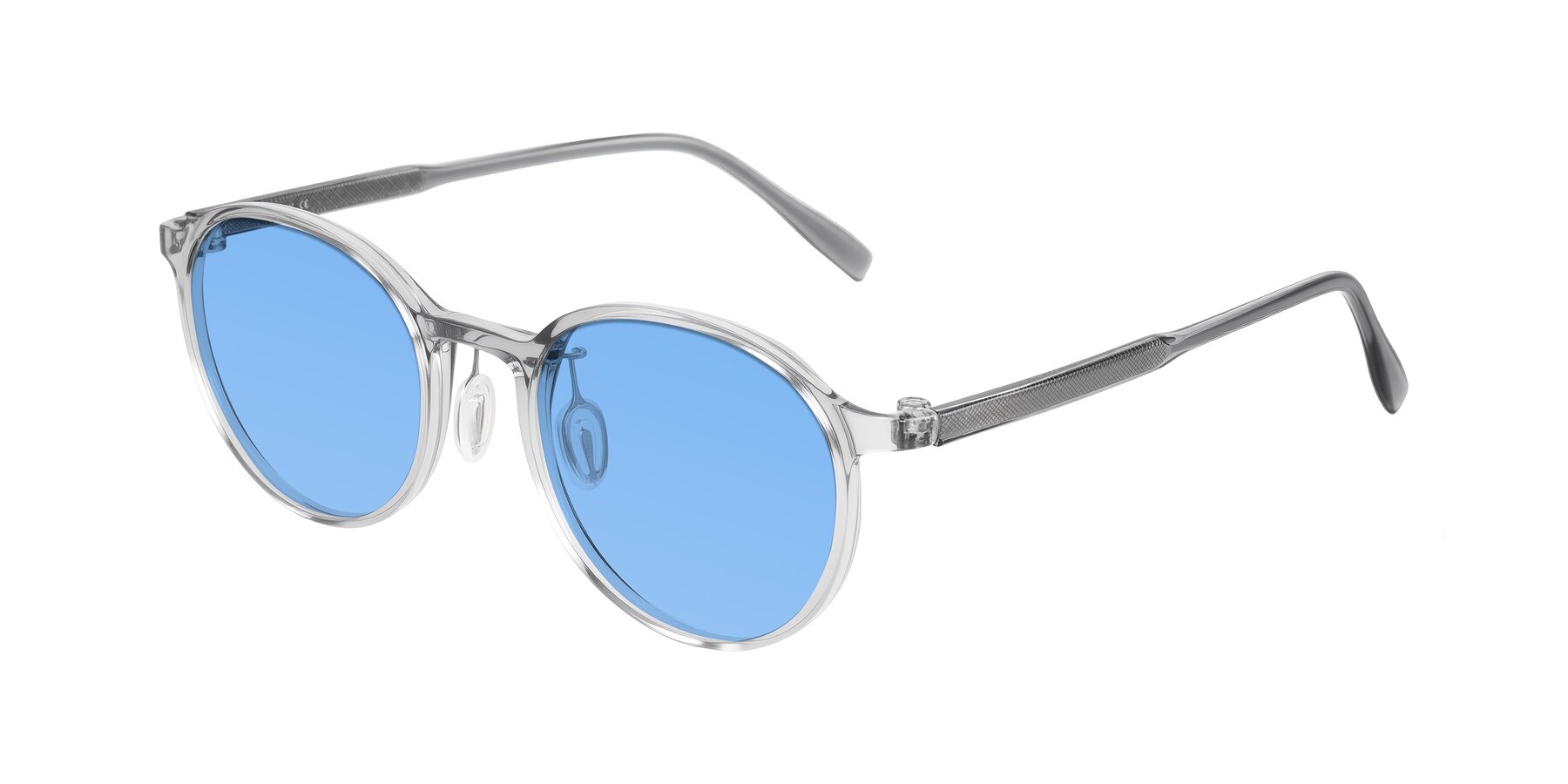 Angle of Durrell in Translucent Smoky Blue with Medium Blue Tinted Lenses
