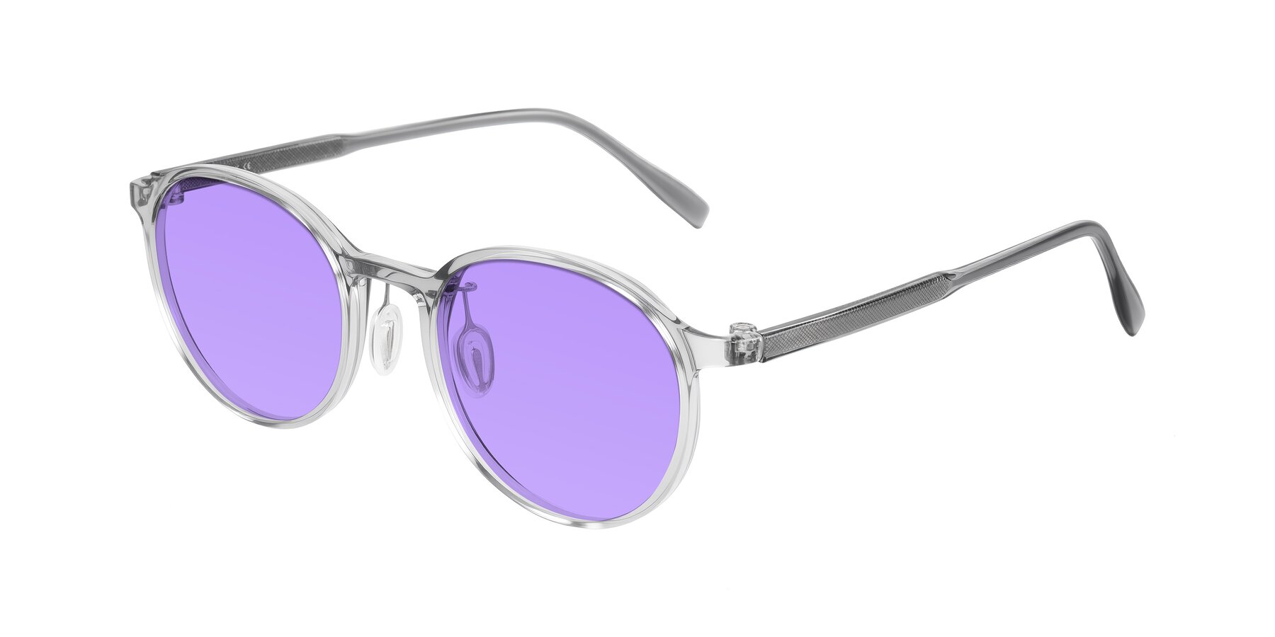 Angle of Durrell in Translucent Smoky Blue with Medium Purple Tinted Lenses