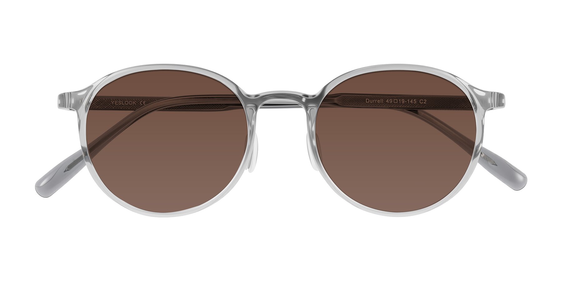 Folded Front of Durrell in Translucent Smoky Blue with Brown Tinted Lenses