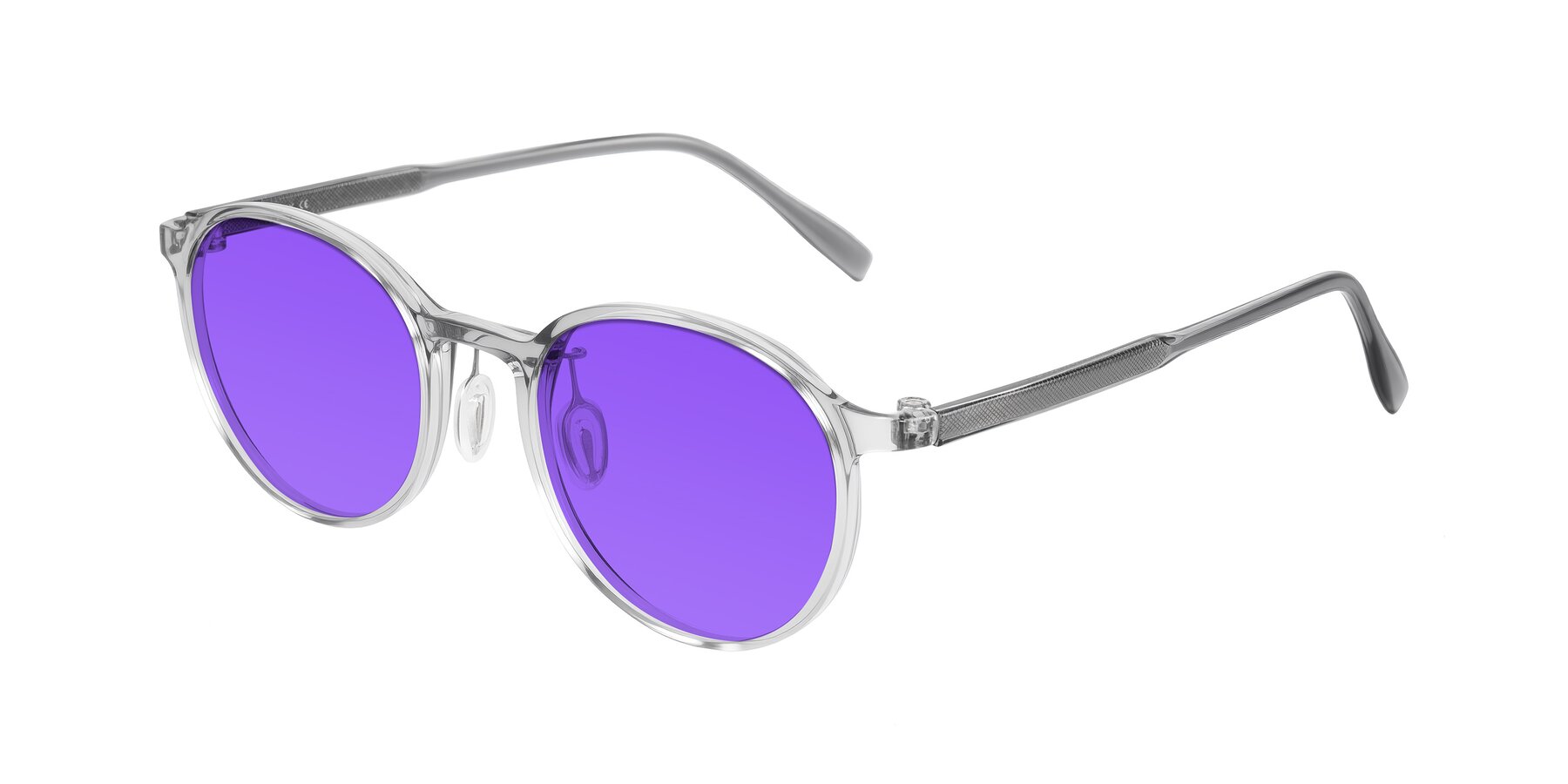 Angle of Durrell in Translucent Smoky Blue with Purple Tinted Lenses