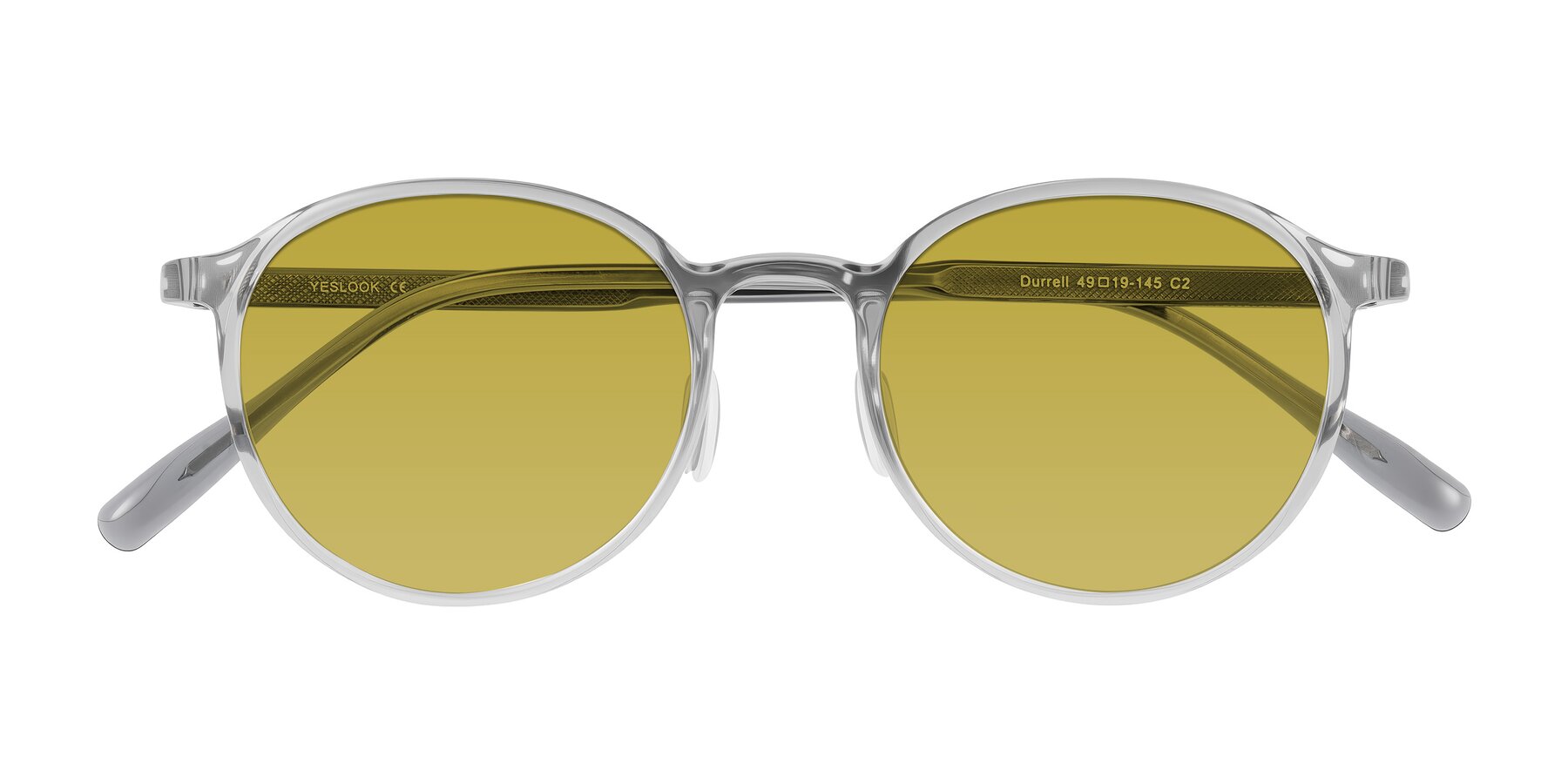 Folded Front of Durrell in Translucent Smoky Blue with Champagne Tinted Lenses