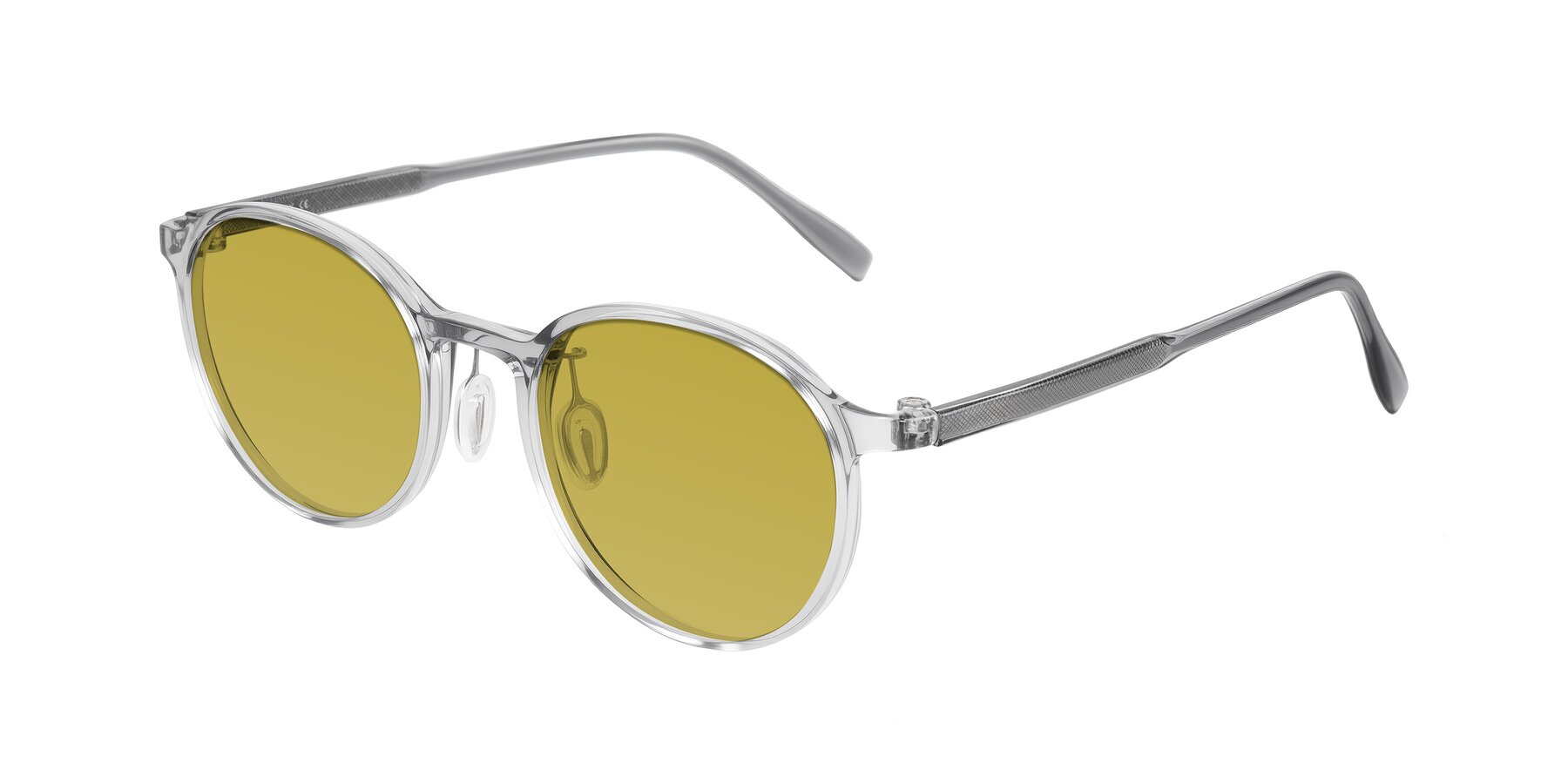 Angle of Durrell in Translucent Smoky Blue with Champagne Tinted Lenses