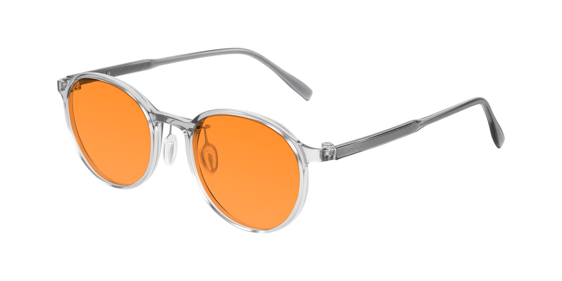 Angle of Durrell in Translucent Smoky Blue with Orange Tinted Lenses