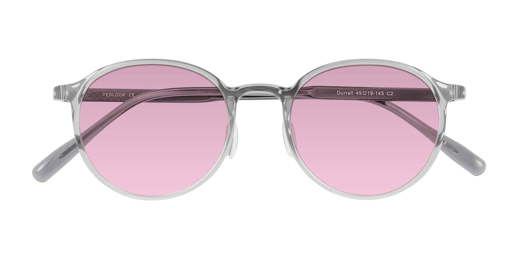 Folded Front of Durrell in Translucent Smoky Blue with Light Wine Tinted Lenses