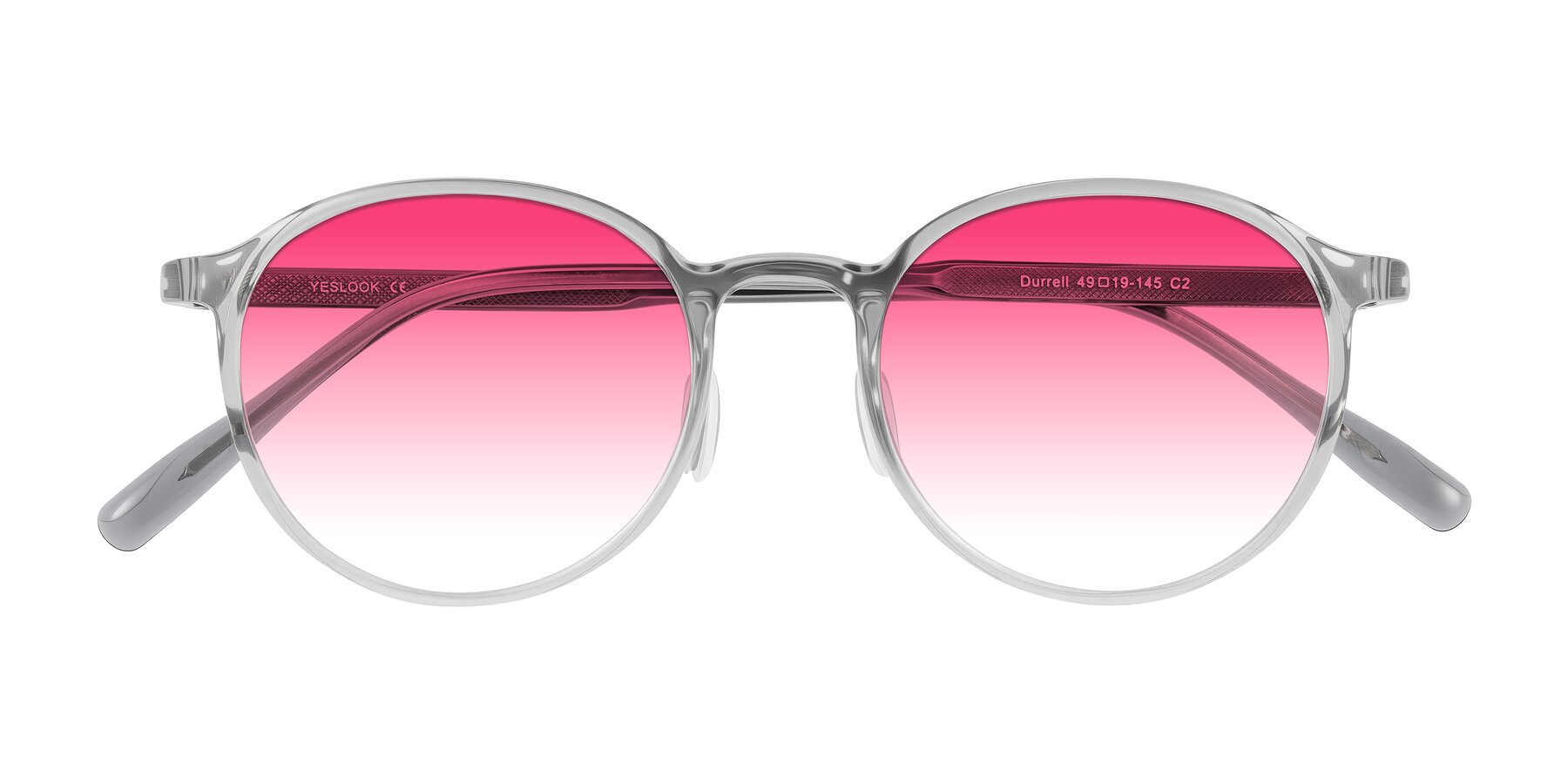 Folded Front of Durrell in Translucent Smoky Blue with Pink Gradient Lenses