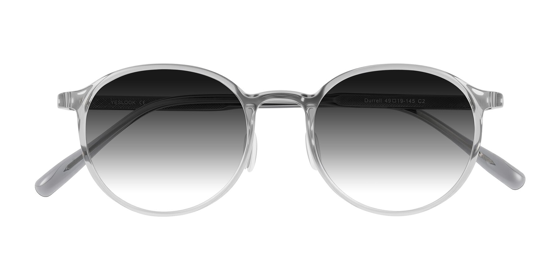 Folded Front of Durrell in Translucent Smoky Blue with Gray Gradient Lenses