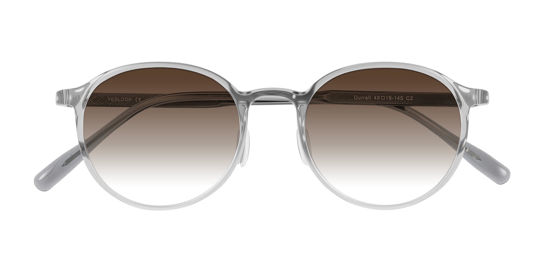Folded Front of Durrell in Translucent Smoky Blue with Brown Gradient Lenses