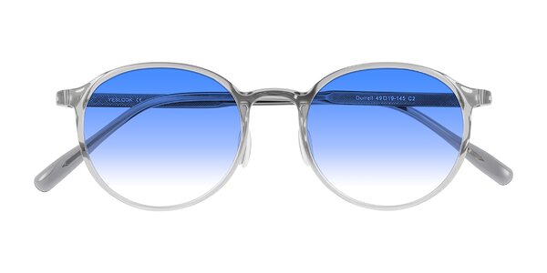 Front of Durrell in Translucent Smoky Blue