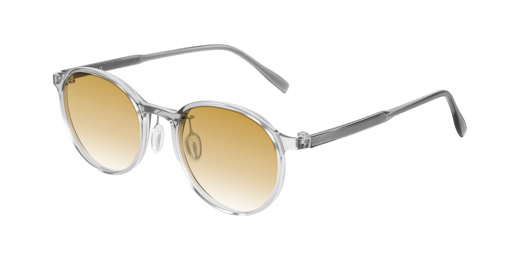 Angle of Durrell in Translucent Smoky Blue with Champagne Gradient Lenses
