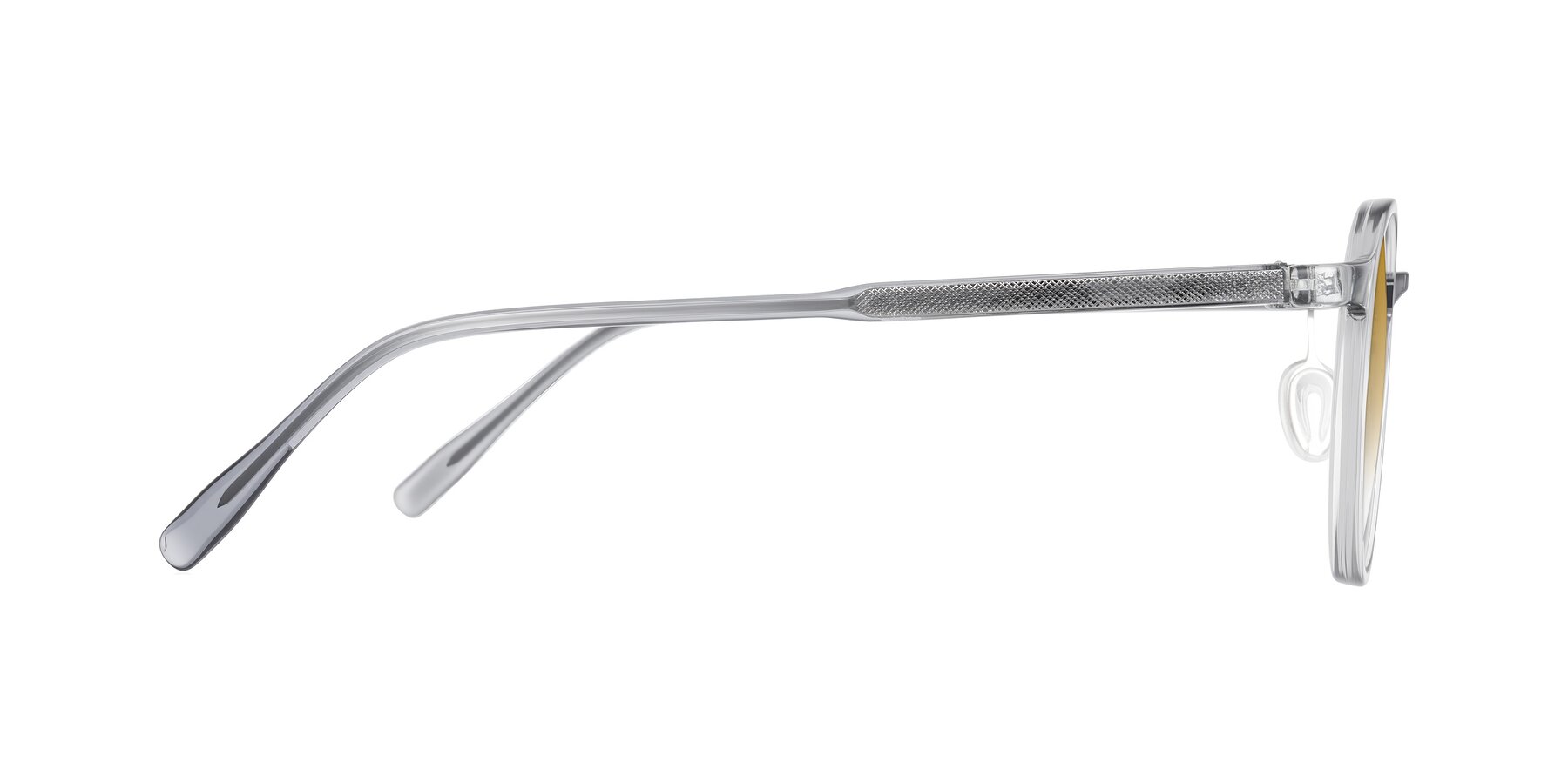 Side of Durrell in Translucent Smoky Blue with Champagne Gradient Lenses