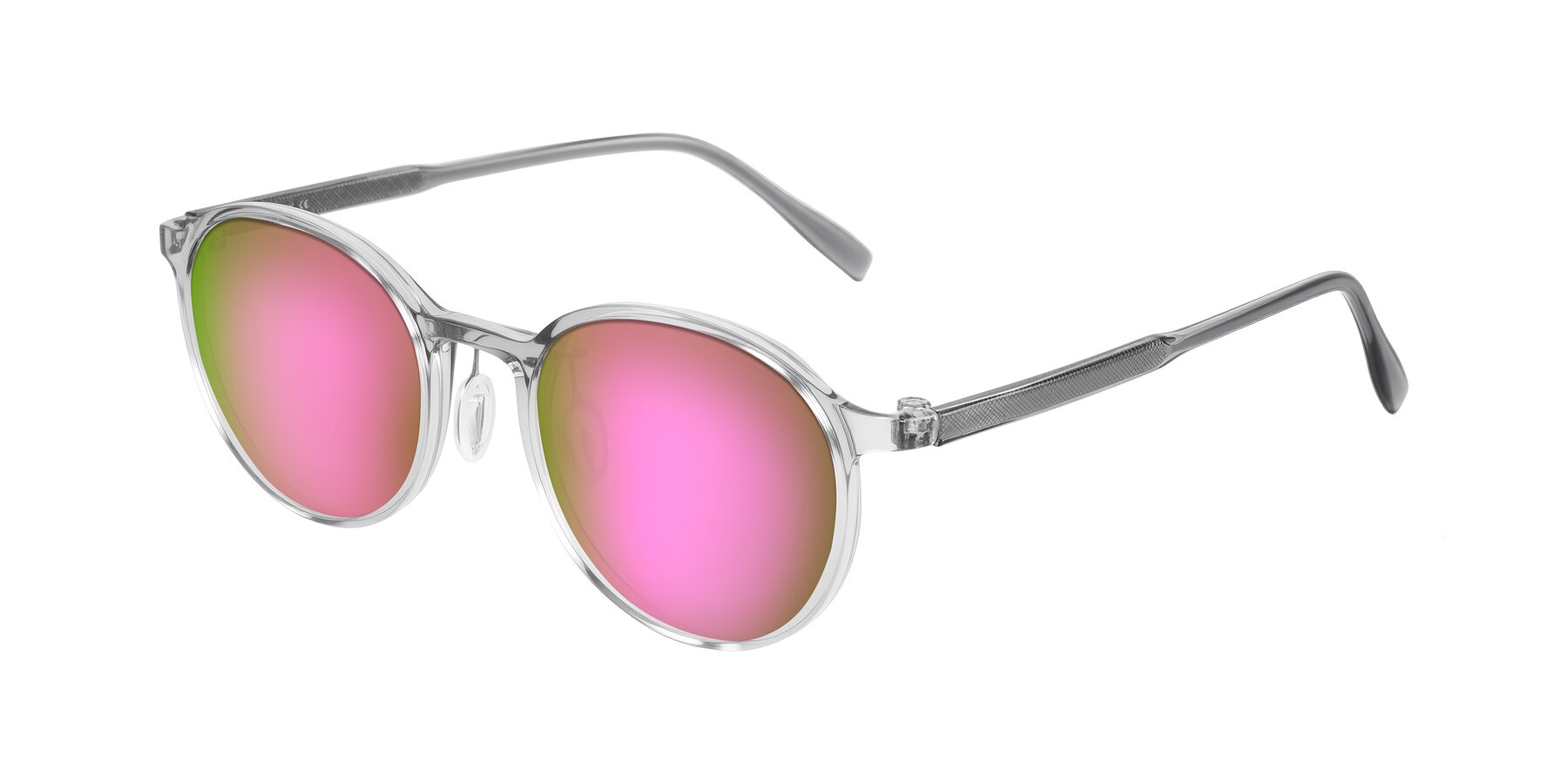 Angle of Durrell in Translucent Smoky Blue with Pink Mirrored Lenses