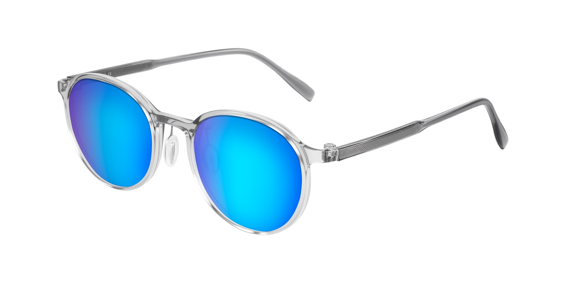 Angle of Durrell in Translucent Smoky Blue with Blue Mirrored Lenses