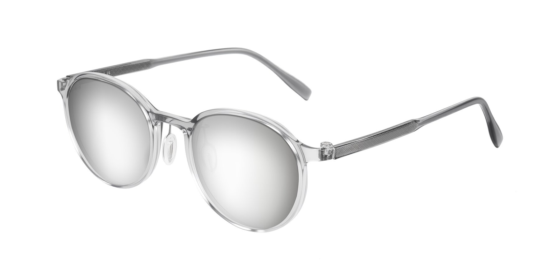Angle of Durrell in Translucent Smoky Blue with Silver Mirrored Lenses