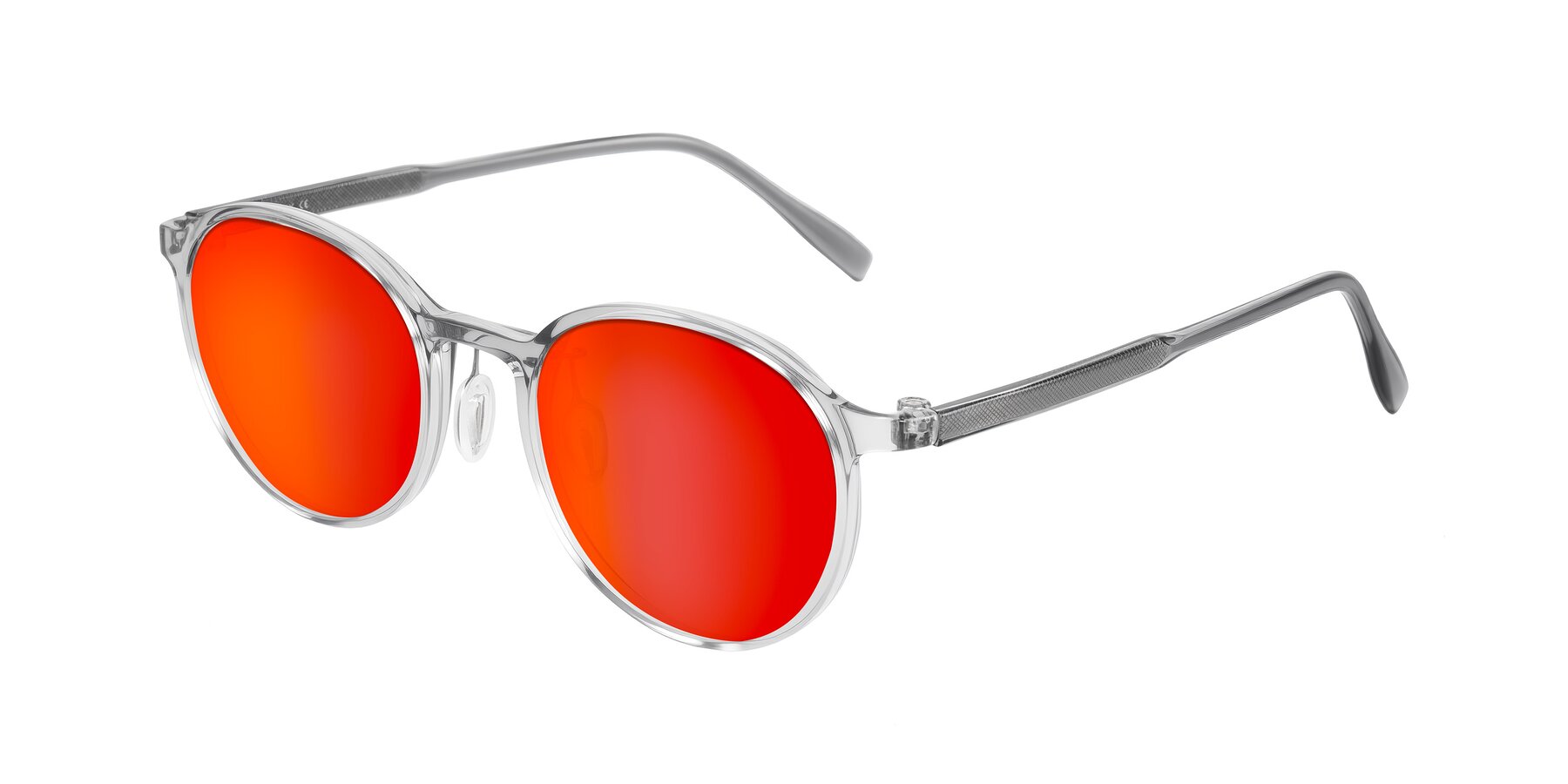 Angle of Durrell in Translucent Smoky Blue with Red Gold Mirrored Lenses