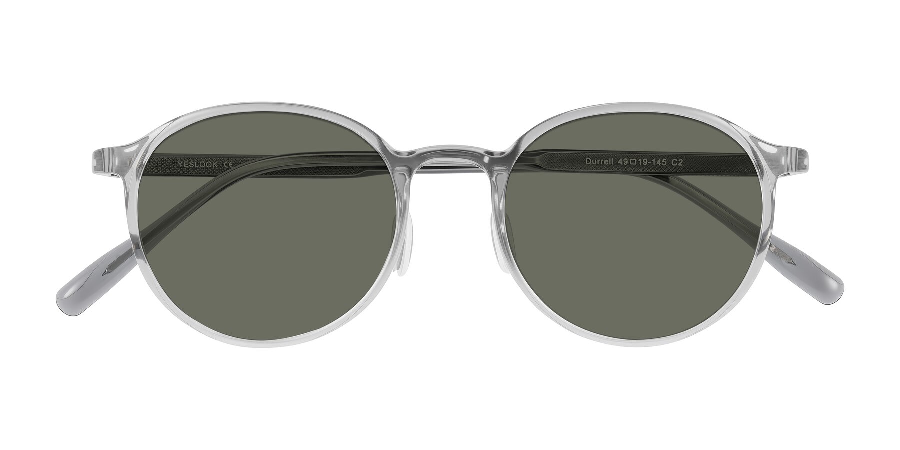 Folded Front of Durrell in Translucent Smoky Blue with Gray Polarized Lenses