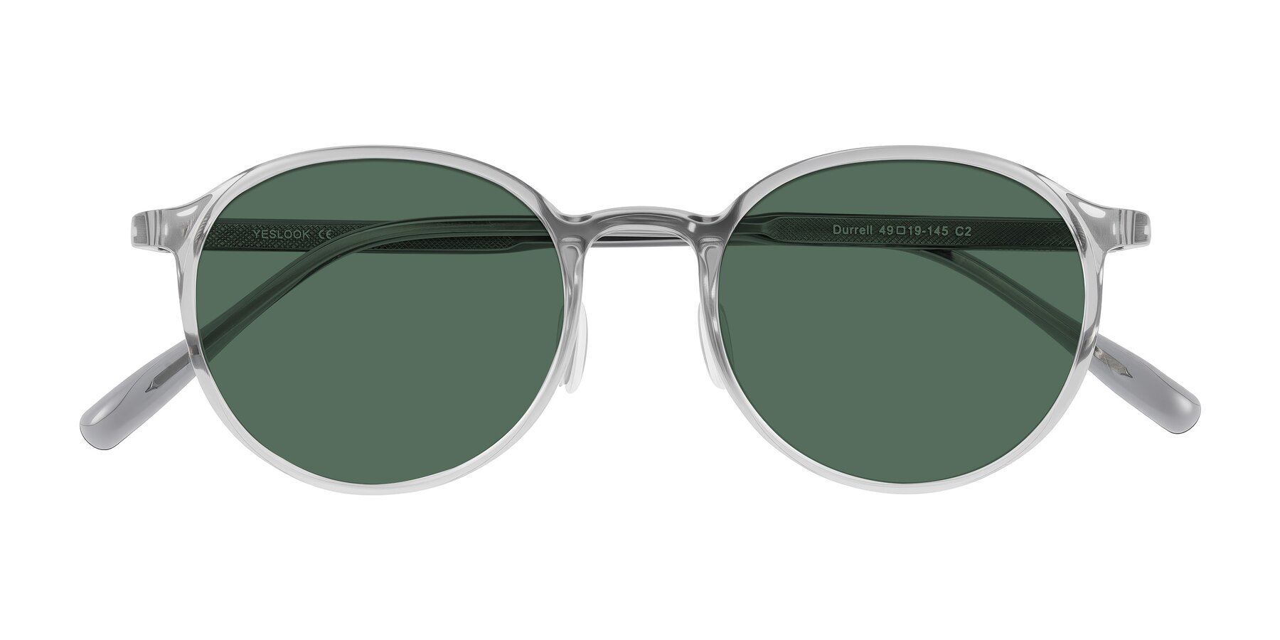 Folded Front of Durrell in Translucent Smoky Blue with Green Polarized Lenses