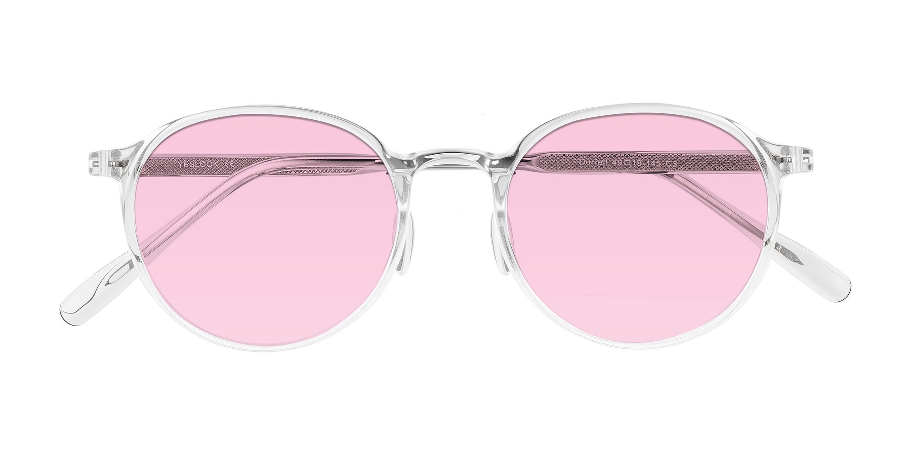 Folded Front of Durrell in Clear with Light Pink Tinted Lenses