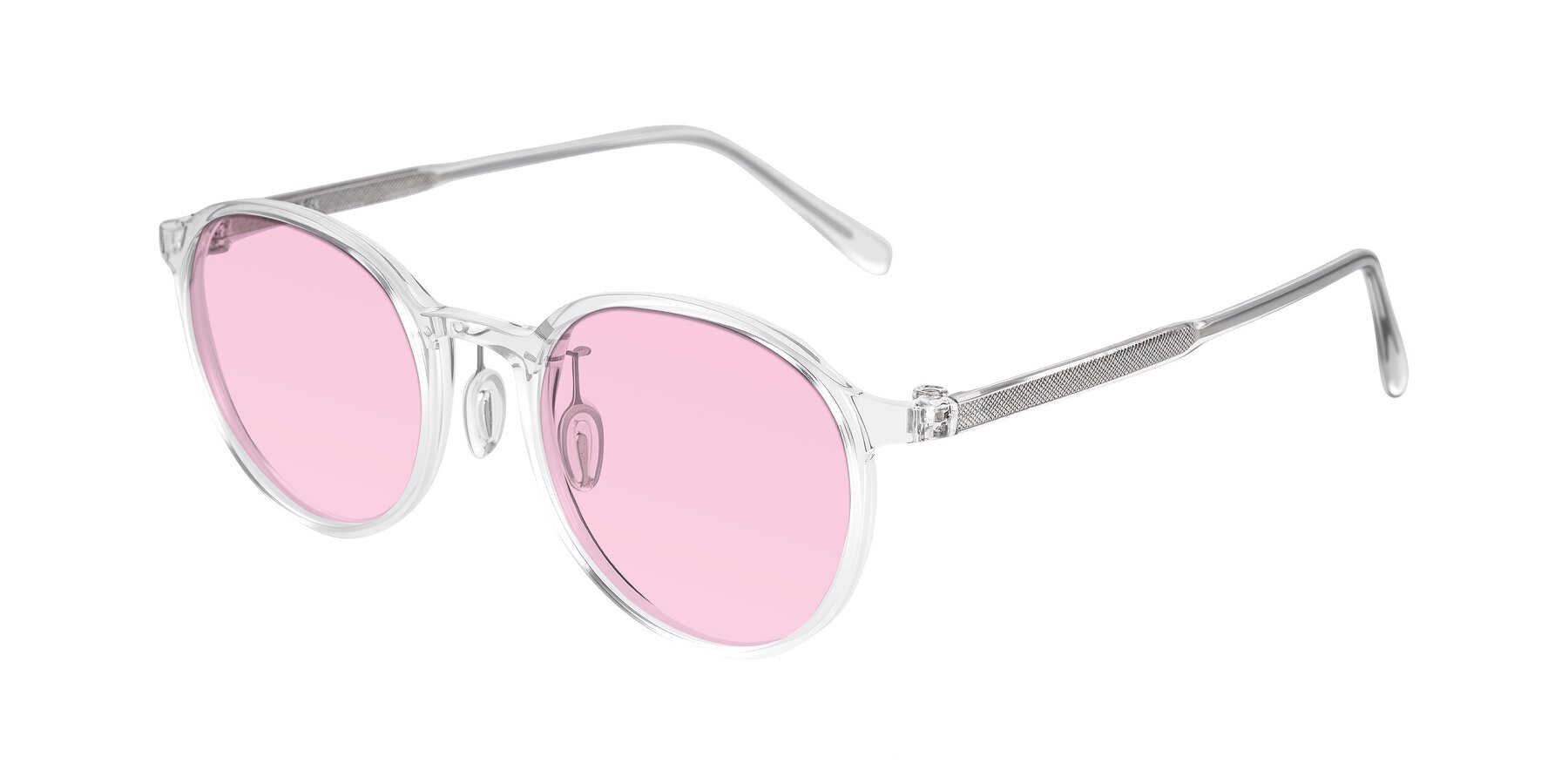 Angle of Durrell in Clear with Light Pink Tinted Lenses