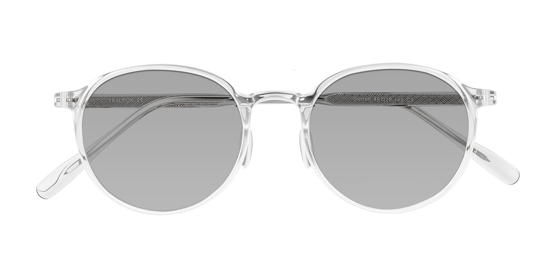 Folded Front of Durrell in Clear with Light Gray Tinted Lenses
