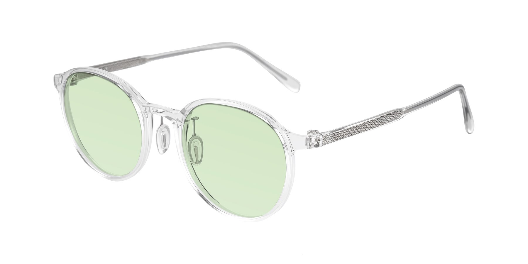 Angle of Durrell in Clear with Light Green Tinted Lenses