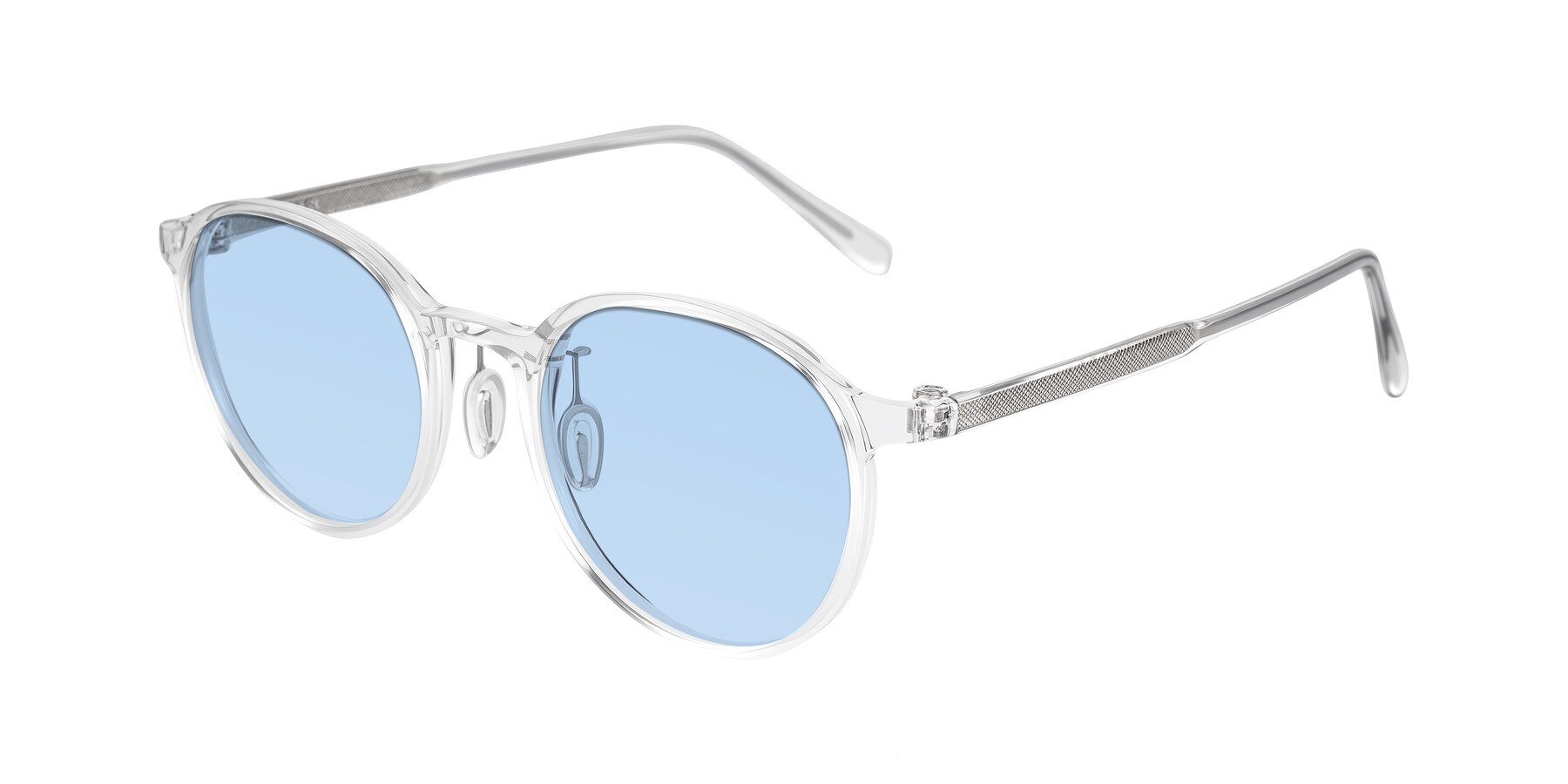 Angle of Durrell in Clear with Light Blue Tinted Lenses