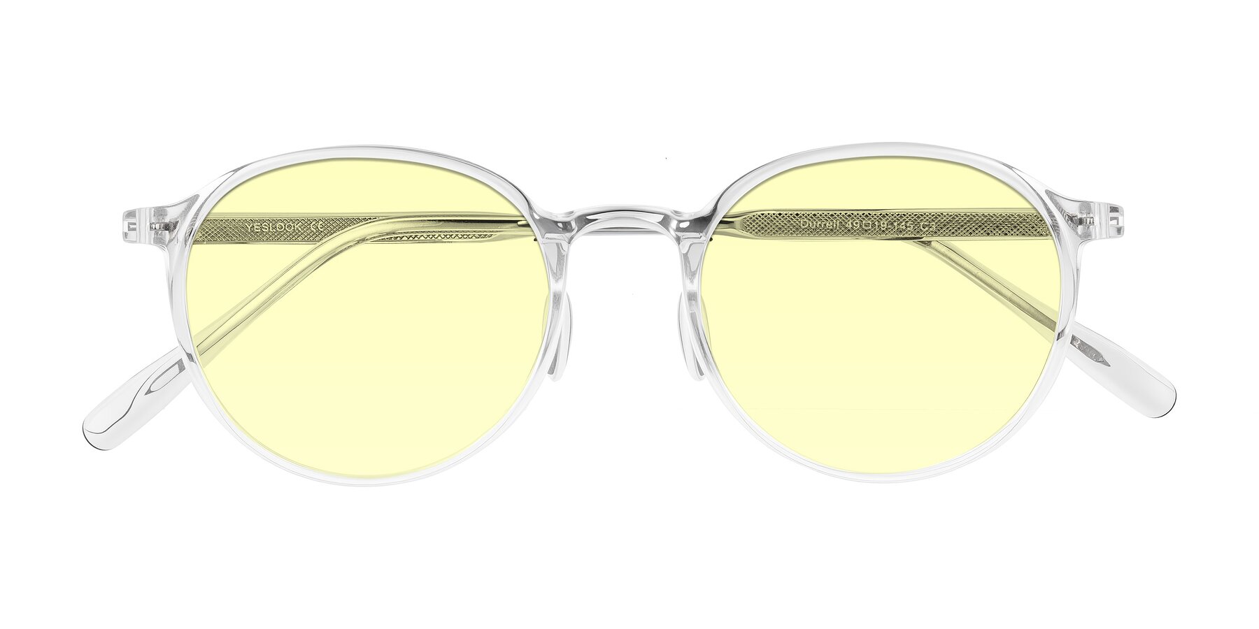 Folded Front of Durrell in Clear with Light Yellow Tinted Lenses